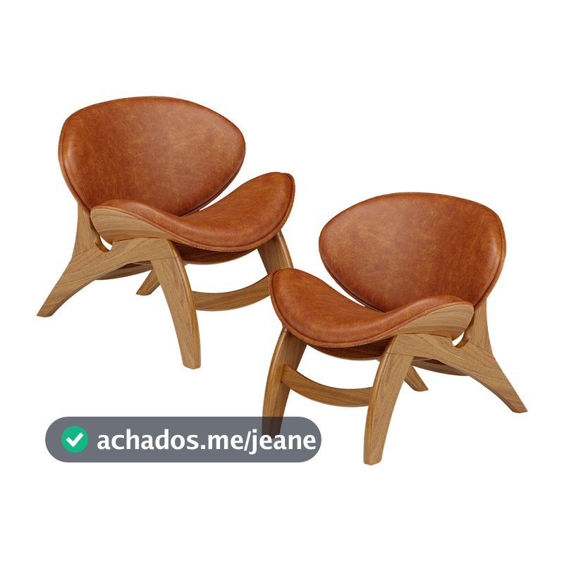 Kit 2 Poltronas Decorativa Orgânica Sala Living Kadosh L02 Couríssimo Camel - Lyam Decor