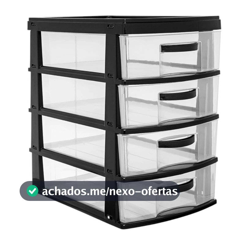 Gaveteiro Organizador Grande em Plástico com 2 3 4 Gavetas Promoção