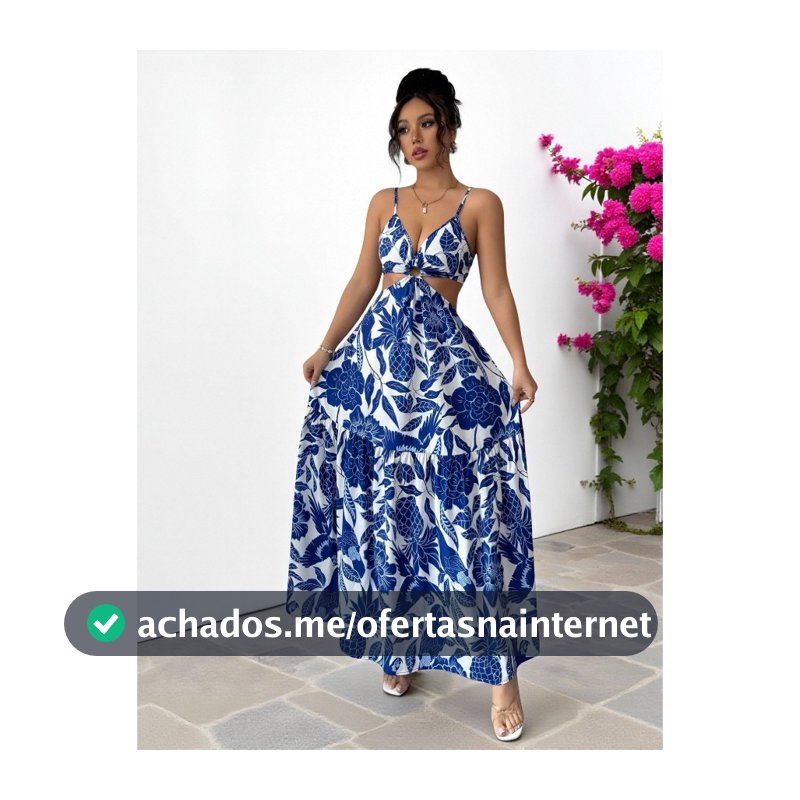 Vestido  NAO BOJO  boêmia com estampa, recortes e estilo de férias