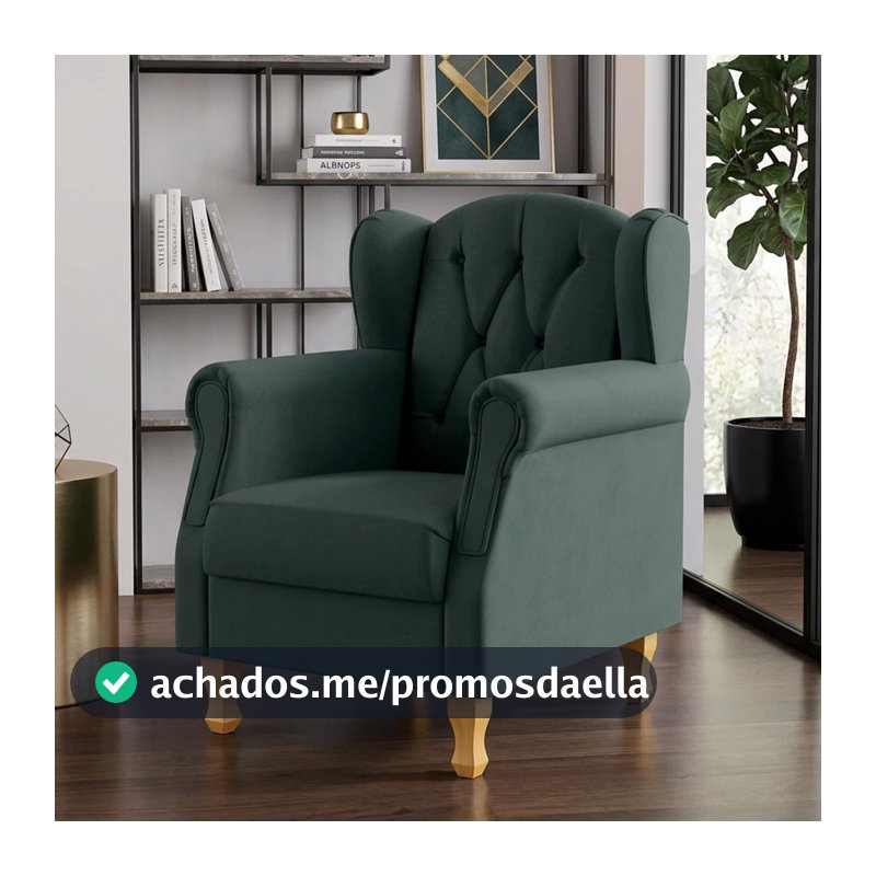 Poltrona Decorativa Para Sala de Estar Yara P02 Linho Verde Musgo - Lyam Decor