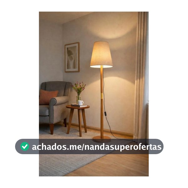 Abajur Luxo Luminária De Chão Moderna Cúpula Tecido Bege Bivolt E27