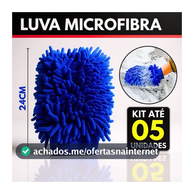Luva Microfibra Para Lavar Carro Automotivo Multiuso Limpeza Tentáculos Dupla Face