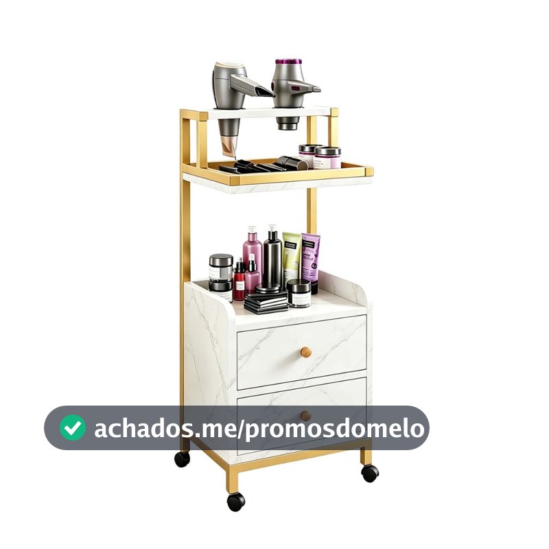 Carrinho Auxiliar Salão Clínica Estética Beleza Cor Premium, Carrinho Auxiliar Móvel Salão Beleza com Suporte