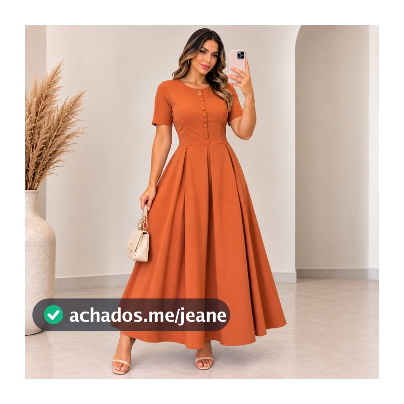 Vestido feminino com manga e botões frontais