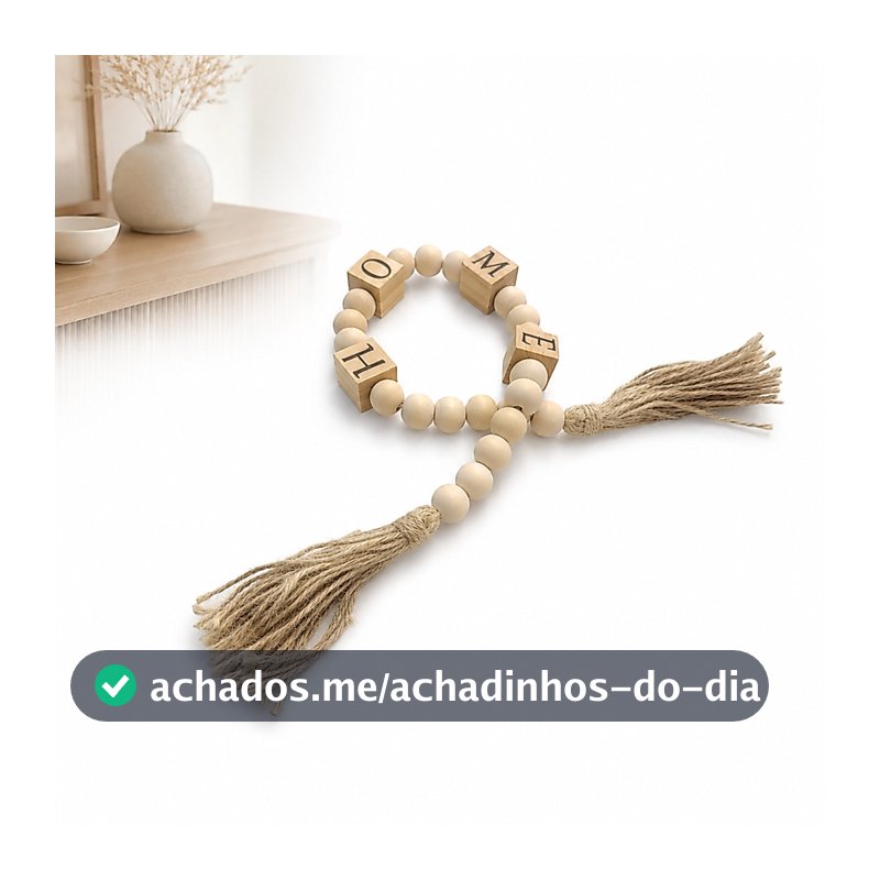 Colar Mesa Decorativo Madeira Home 71cm Boho Natural