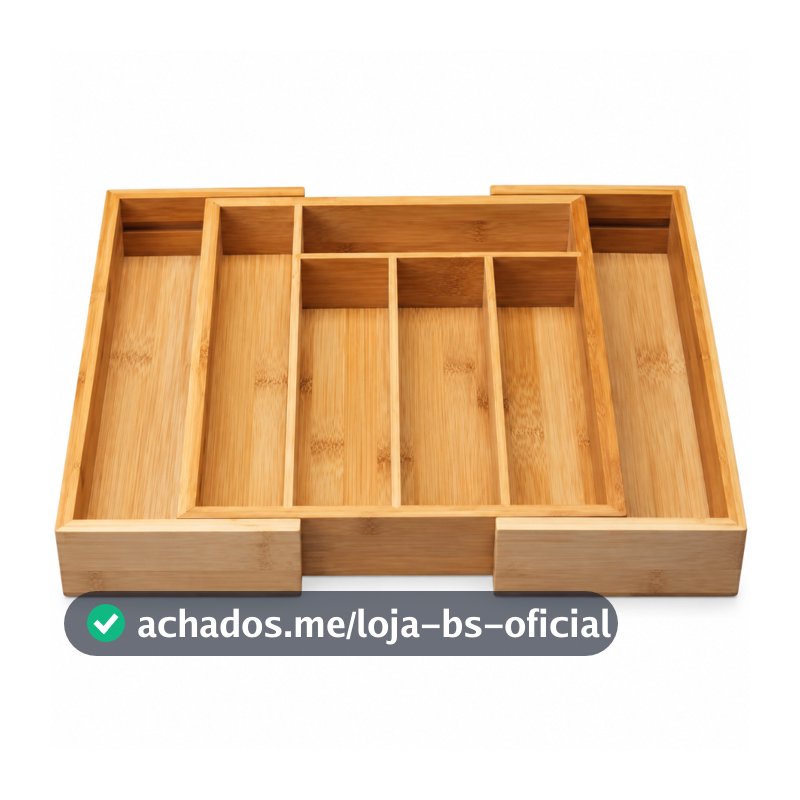 Porta Talheres Gaveta Bambu 7 Divisórias Extensível Ajustável  Organizador Talheres Madeira
