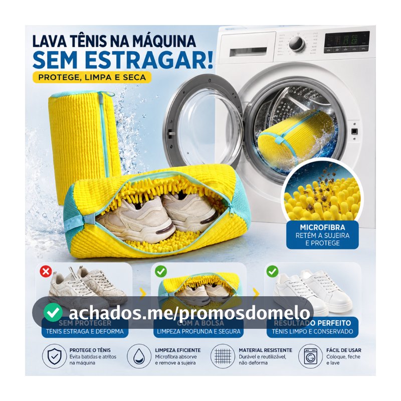 Saco para Lavar Tênis na Máquina Bolsa Protetora de Sapatos com Zíper em Microfibra