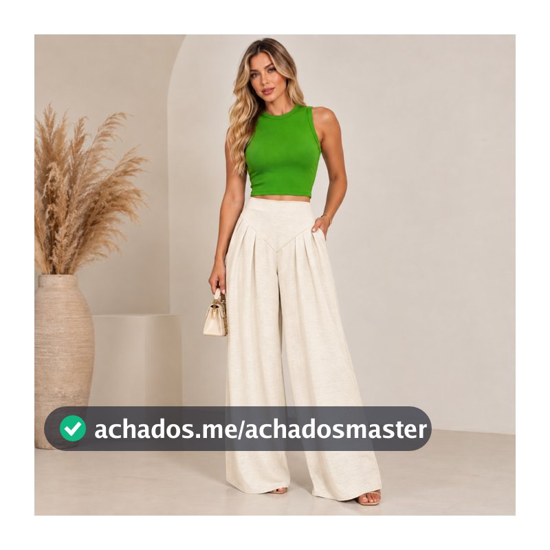 Calça Pantalona Feminina Tecido Duna Modelagem Solta e Elegante