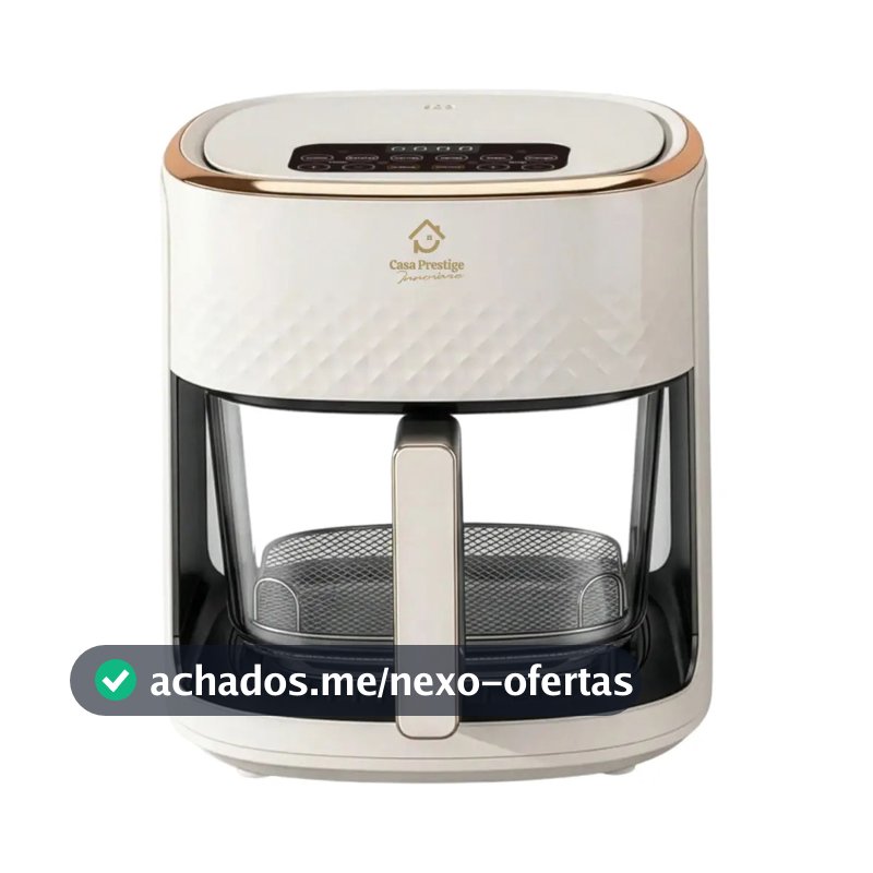 Airfryer De Luxo 110v Ou 220v Gourmet Forma De Vidro Creme