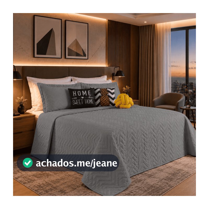 Kit Cobre Leito 08 Peças ELEGANCE Colcha Casal Queen
