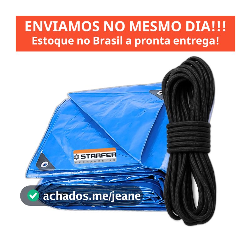 Kit Lona Impermeável Reforçada Azul 3x2 a 6x4 C/ Ilhós + 10m Corda Com Proteção UV para Camping, Caminhão e Telhado