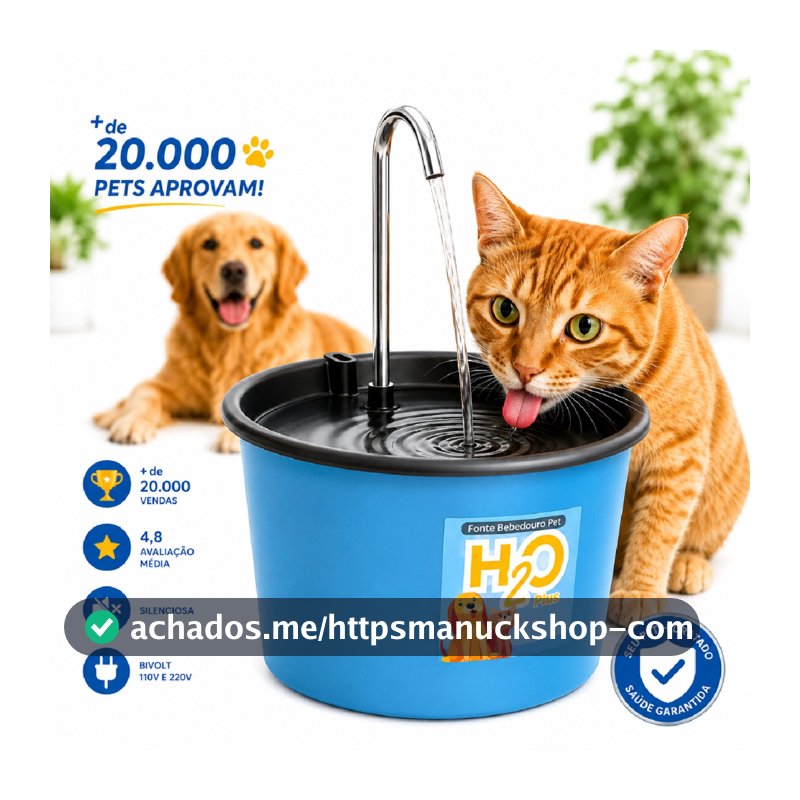 Fonte Bebedouro H2O Plus para Cães e Gatos de 1.5 Litros com Torneira Inox