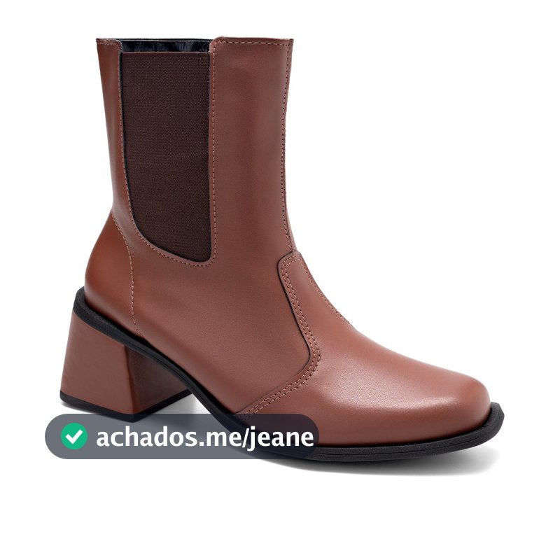 Bota Feminina Lumiss Chelsea Cano Baixo Salto Bloco Médio Bico Quadrado Elástico