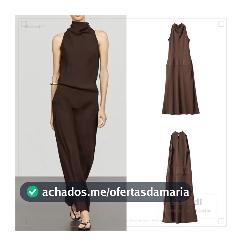 Feminino início do outono novo produto marrom Halter pescoço estilingue cintura estreita mais magro olhar temperamento v