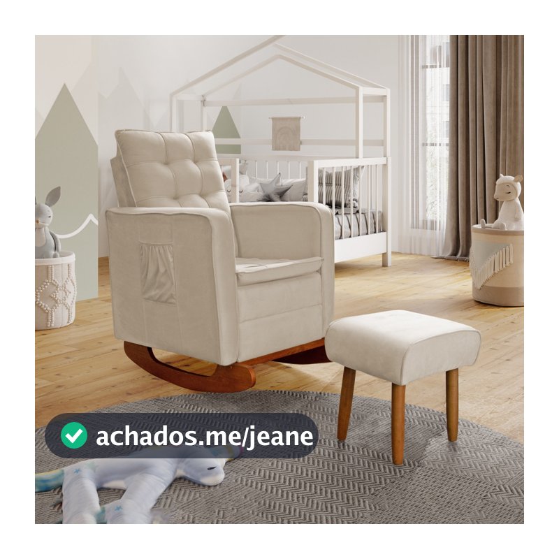KIT Poltrona de Amamentação com Puff e Base de Balanço Diversas Cores - Mega Conforto