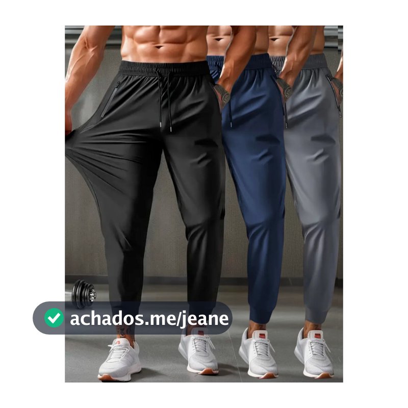 Calça Masculina Com Elastano Esportiva Fitness Slim Fit