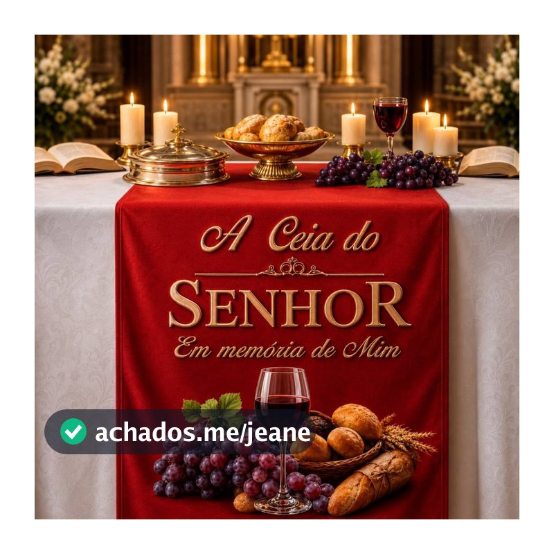 Caminho de Mesa Ceia do Senhor 1,60x0,60 Decoração Cristã Luxo