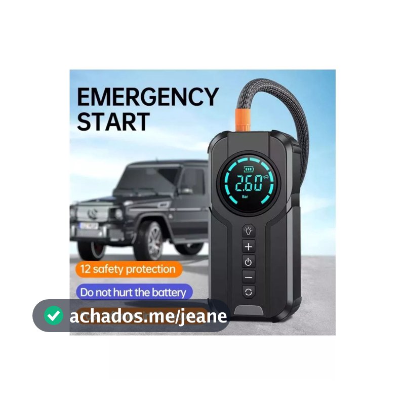 Compressor de Ar Portátil Inflador de Pneus Digital 4 em 1 Power Bank 8000mAh Carro Moto Bicicleta