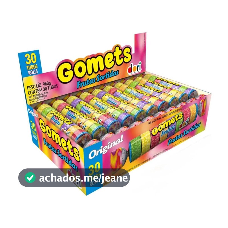 Balas De Goma Frutas Sortidas Tubo Gomets C\30 Unidades 960g Dori