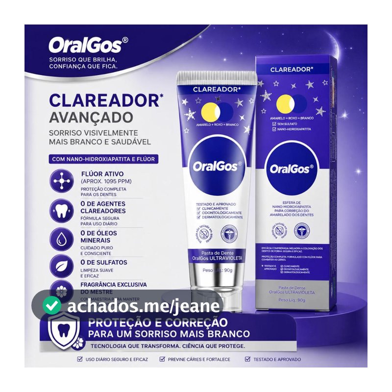 OralGos Pasta de Dentes Roxa com Aroma Refrescante, Fórmula Suave, Uso Diário