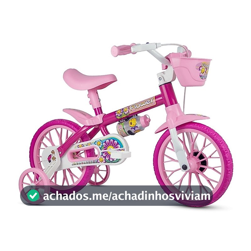 Bicicleta Infantil Aro 12 Freio Tambor 1 Marcha Cestinha Nathor C/ Rodinha Menina de 90cm a 1m