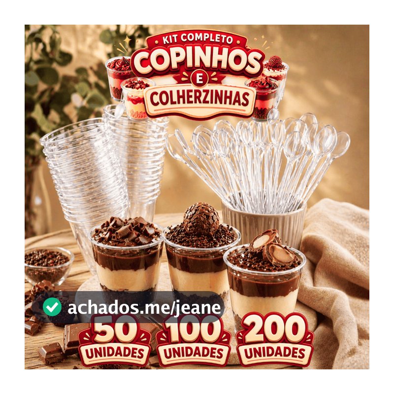 Kit Copinhos de Brigadeiro 25ml com Colherzinhas Acrílicas | Doces, Mousse e Lembrancinhas