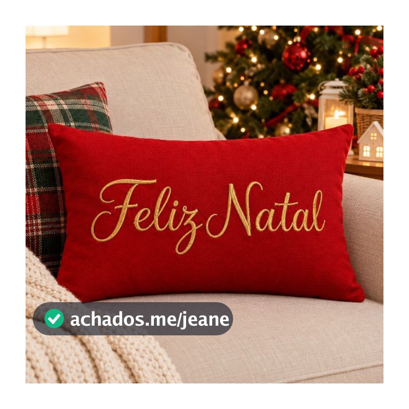 Almofada Decorativa de Natal Bordado Premium Feliz Natal Enfeite Natalino Sofá Sala Decoração Presente Fim de Ano