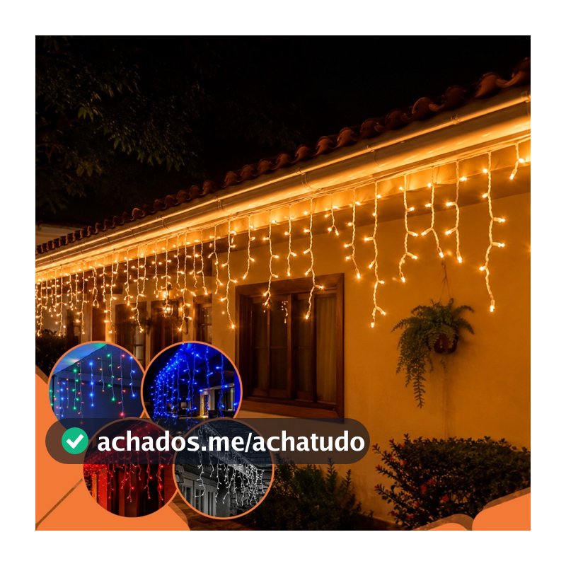 Cascata Natal 400 Lâmpadas Led Com 8 Funções 10 metros Festas Pisca Pisca Flash
