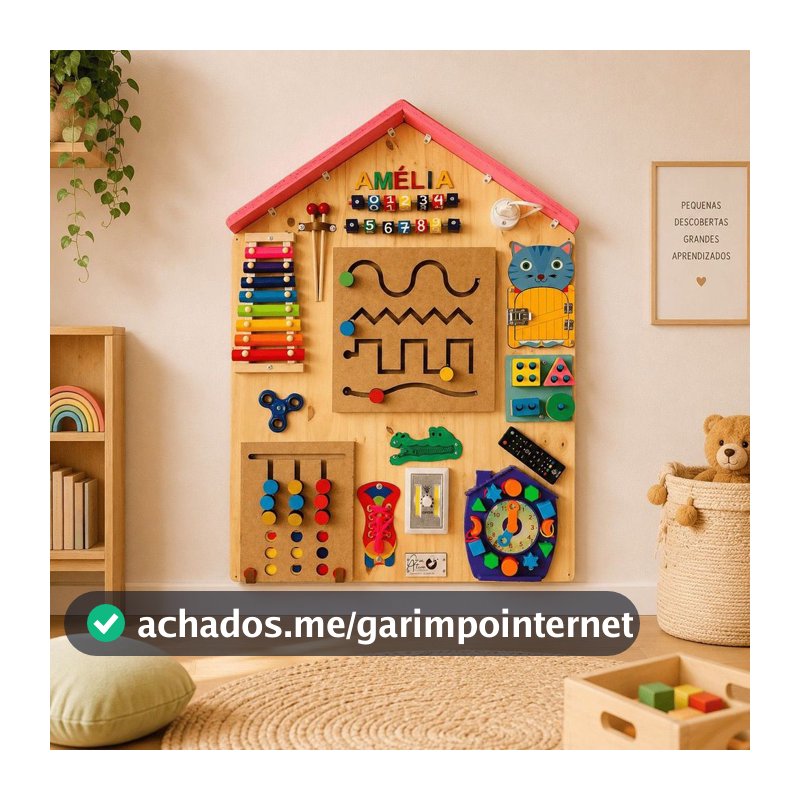 Painel Sensorial Montessori Madeira Coordenação Motora Autismo Brinquedo Desenvolve TDAH Educativo Bebê - Escolha O Seu