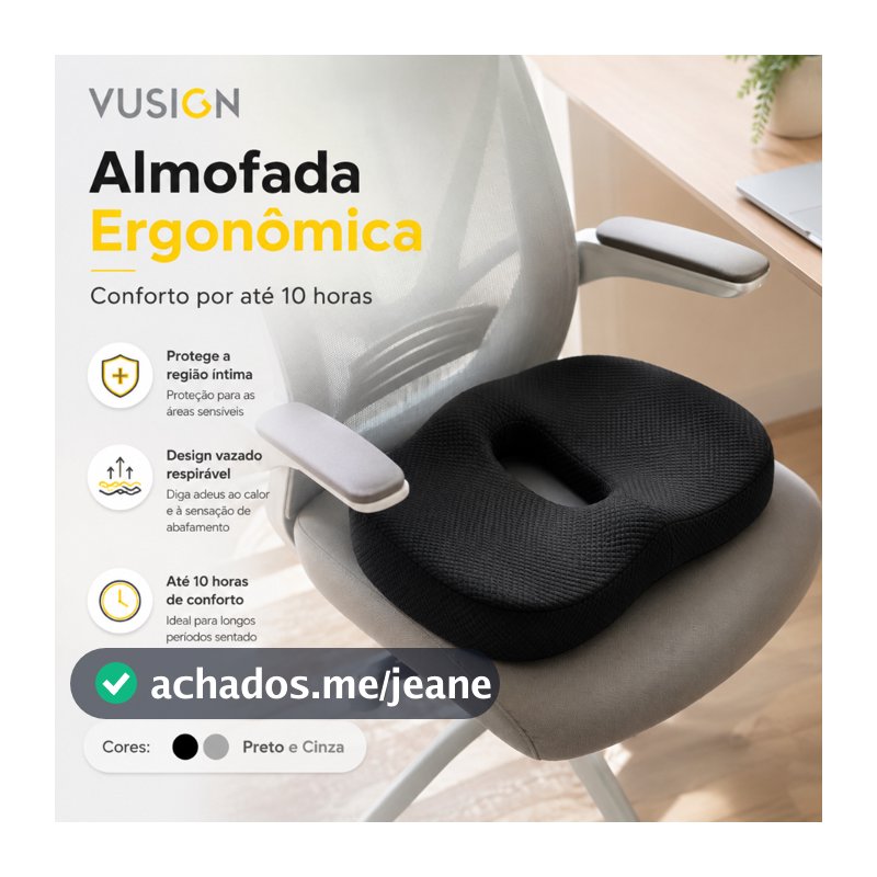 Almofada Ortopédica VUSIGN para Cóccix Ergonômica Alívio de Pressão para Home Office e Carro