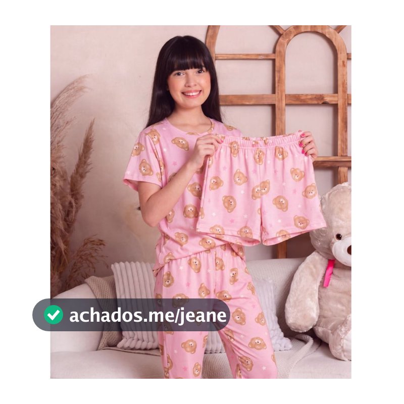 Pijama Infantil Suede 3 Peças | Camiseta + Calça + Shorts Doll Grátis | Macio e Confortável