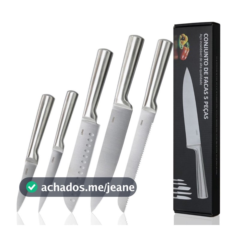 LUMAI Jogo de Facas de Cozinha Grandes Zurich Aço Inox - Tratamento Térmico da Lamina Dureza 52 HRC
