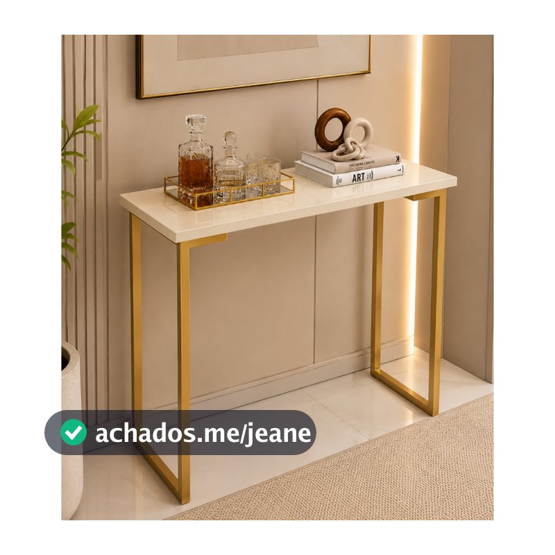 Aparador Para Sala Mesa Lateral Com Tampo e Pés Ferro Estilo Industrial