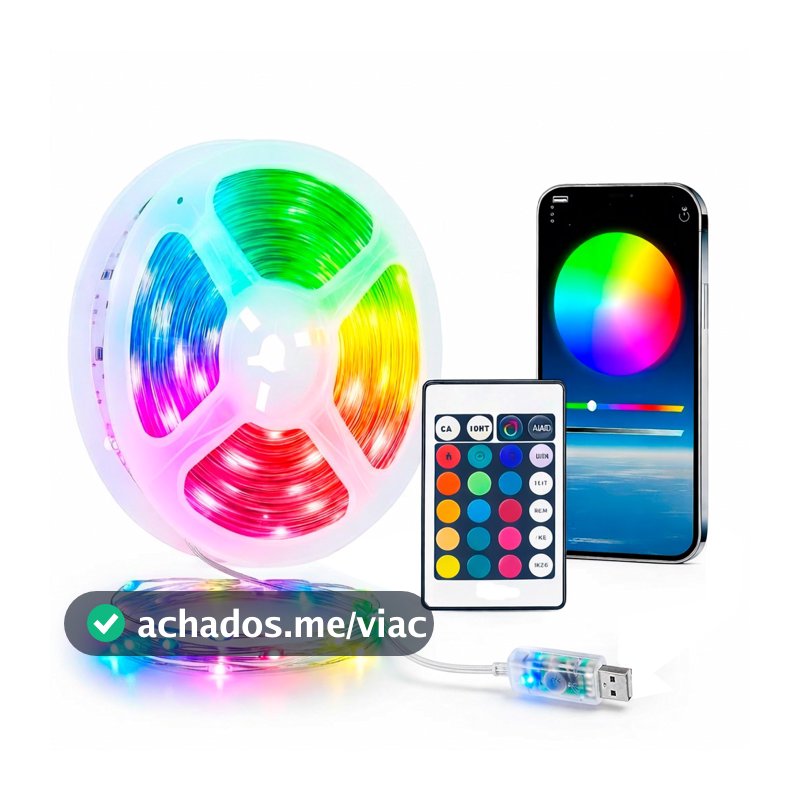 Fio de Led Cordão RGB 5 10 20 ou 30 Metros Controle App Bluetooth USB