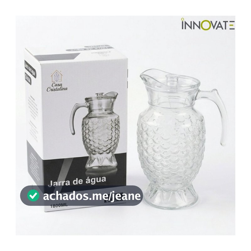 JARRA CRISTAL 1,8L VIDRO PREMIUM CRISTALINA 1800ml TRANSPARENTE CASA HOME DECOR LUXO