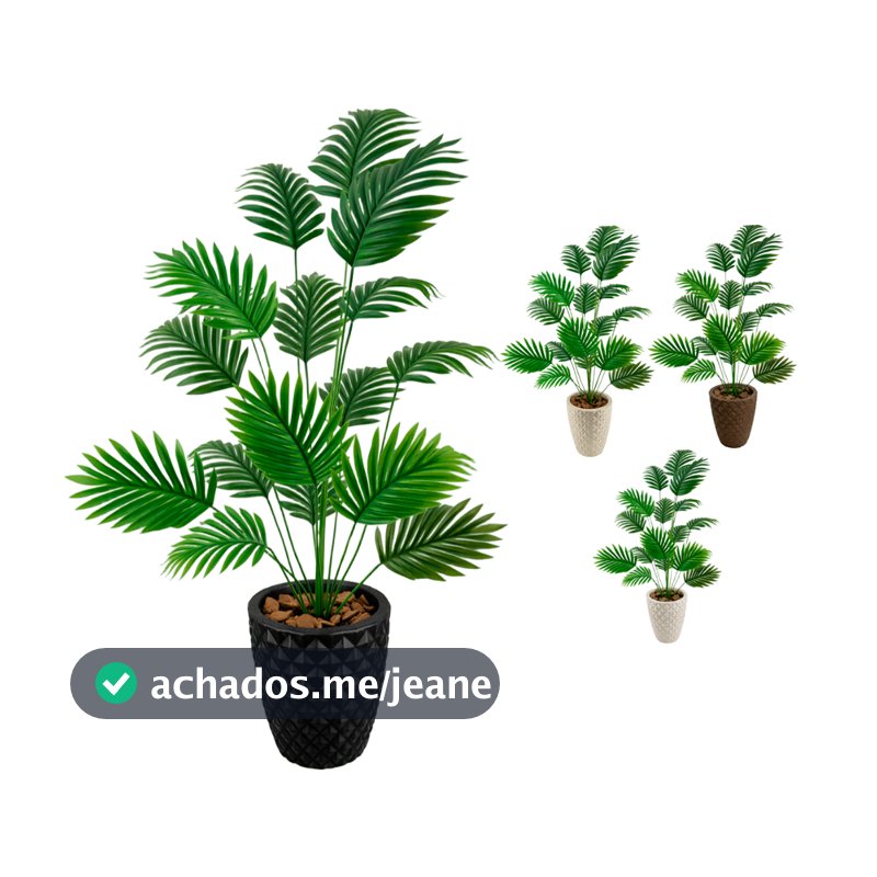 Palmeira Artifical + Vaso Polietileno Completo Cores Acompanha Casca Pinus