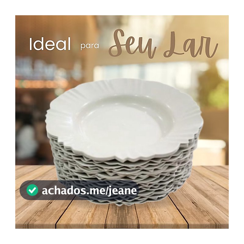 Kit 5 a 30 prato fundo com borda branco refeição churrasco festa jantar sopa Jogo de pratos plastico