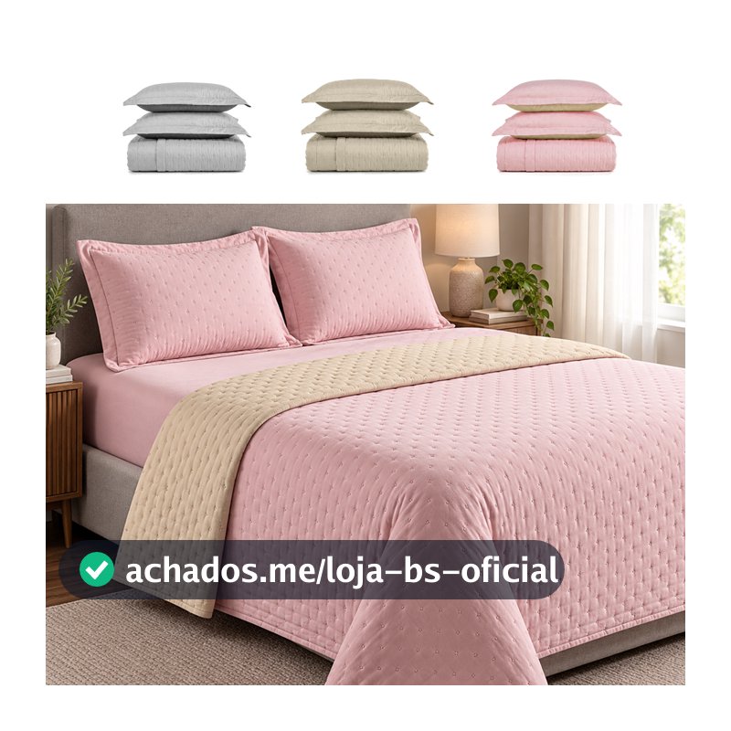 Cobre Leito Colcha Bouti 3 Peças Queen Dupla Face BF Colchões