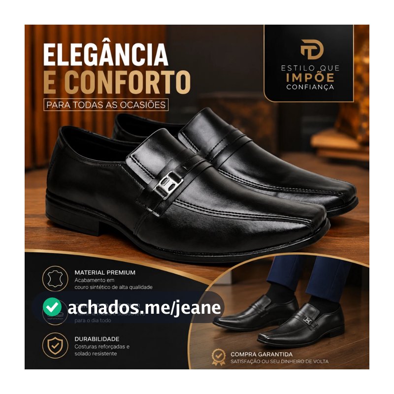 Sapato Social Masculino Preto Com Fivela Em Couro Casual Sola Antiderrapante