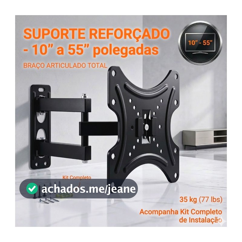 Suporte para TV´s Articulado de 10'’-55'’ Polegadas 35kg Retrátil ±15° VESA 75x75–200x200
