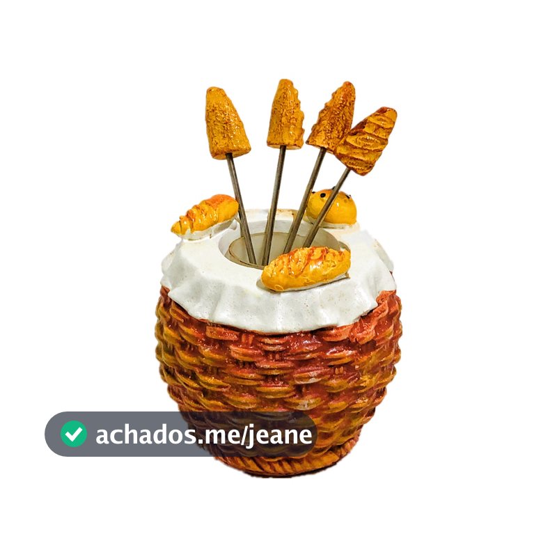 Enfeite Cesto De Pão De Resina Porta Petiscos Cozinha