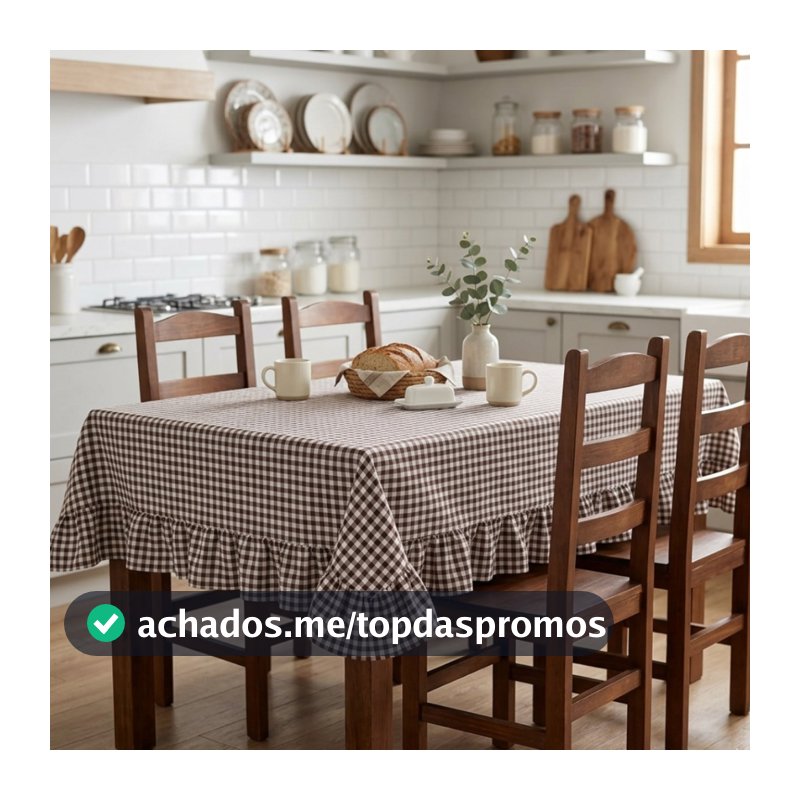Toalha de Mesa Farm Xadrez Com Babado - Decoração Mesa Posta Lugares Premium