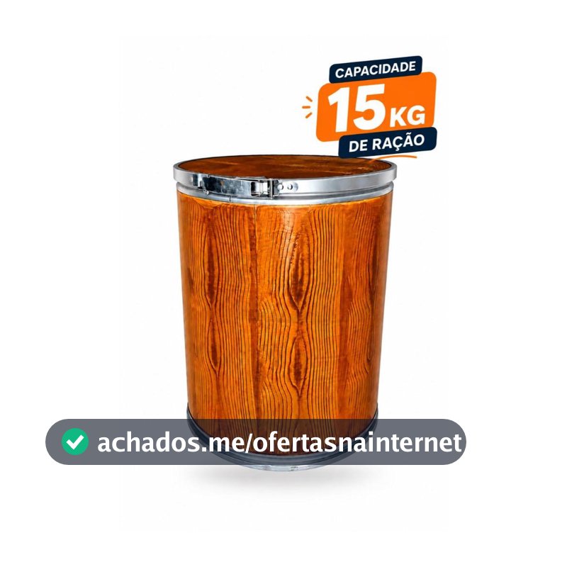 Porta Ração 15 Kg Marrom tambor Travas Armazenamento Brinquedos cilindro Barrica