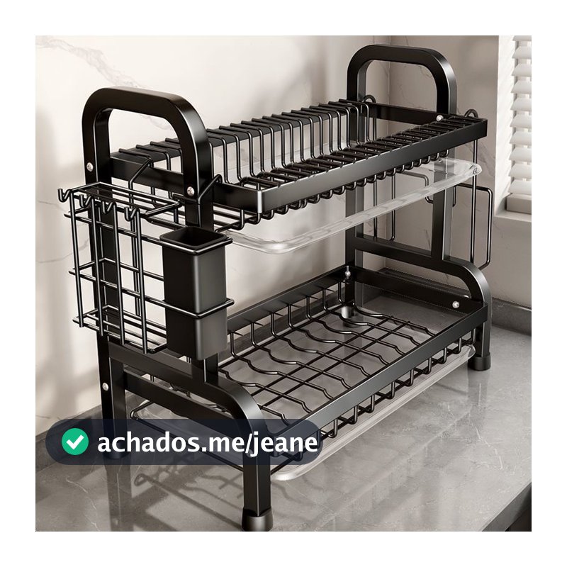 Escorredor Kitchen Rack Aço Inoxidável Organizador Louça Preto Pia Kitchen Rack Aço Ino