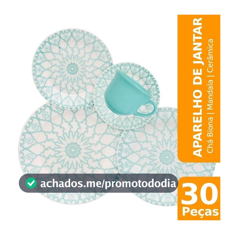 Aparelho de Jantar/Chá Biona Mandala, Cerâmica, 30 Peças