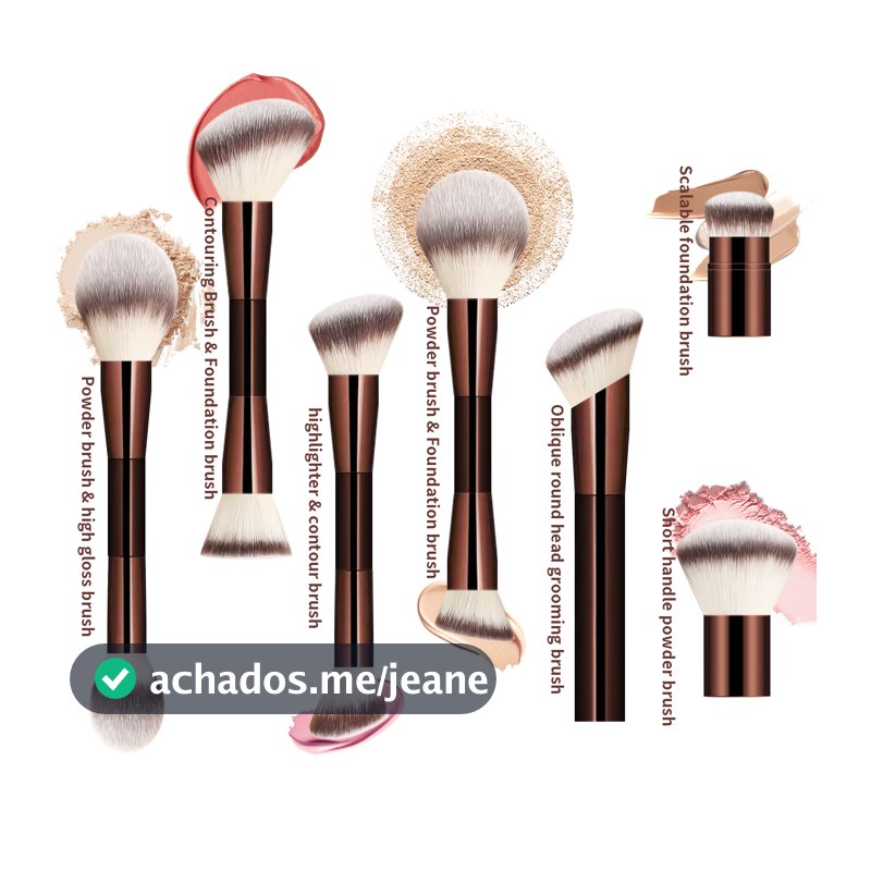 Conjunto De Pincéis De Maquiagem De 7 Peças , Pó Solto , Iluminador , Pincel De Contorno , Ferramentas De Beleza Facial