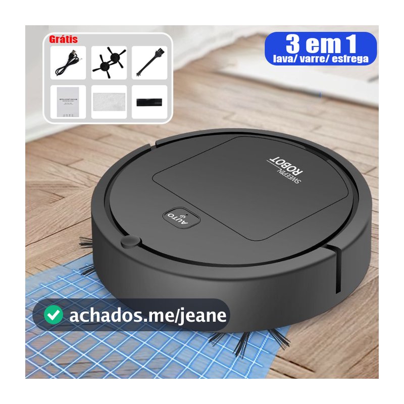 Robô Aspirador Inteligente 3 em 1 Limpeza doméstica Silencioso Casa com Pets E4