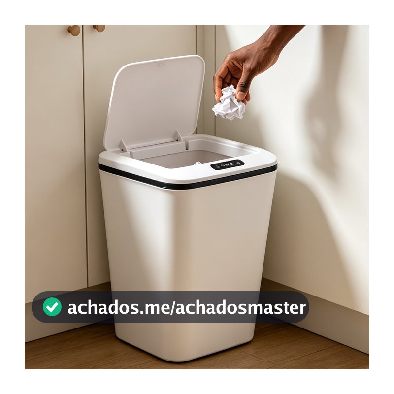 Lixeira com Sensor Automático 16L Recarregável Abertura Inteligente para Cozinha Banheiro Quarto Escritório