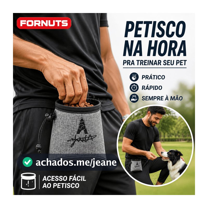 FORNUTS Bolsa Porta Petisco para Cachorro Resistente Impermeável com Cordão de Apertar para Treinamento Passeio e Viagem