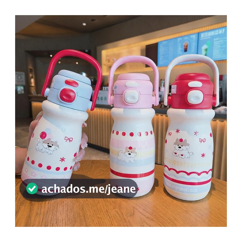 Garrafa Térmica Infantil 520ml em Aço Inox 316 com Duplo Modo de Consumo e Alça Portátil